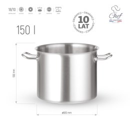 Garnek ze stali nierdzewnej wysoki king size 155l śr. 600x(H)550 mm